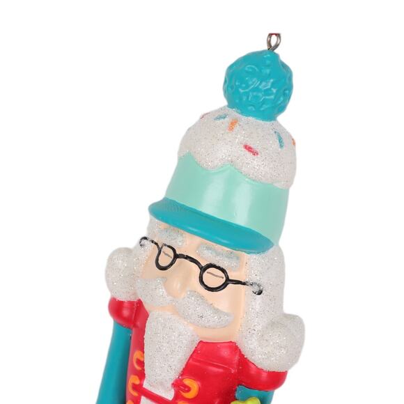 Grandpa Nutcracker Christmas Tree Ornament Sprinkles Red Blue Hat Present 7.5 in - Picture 4 of 8